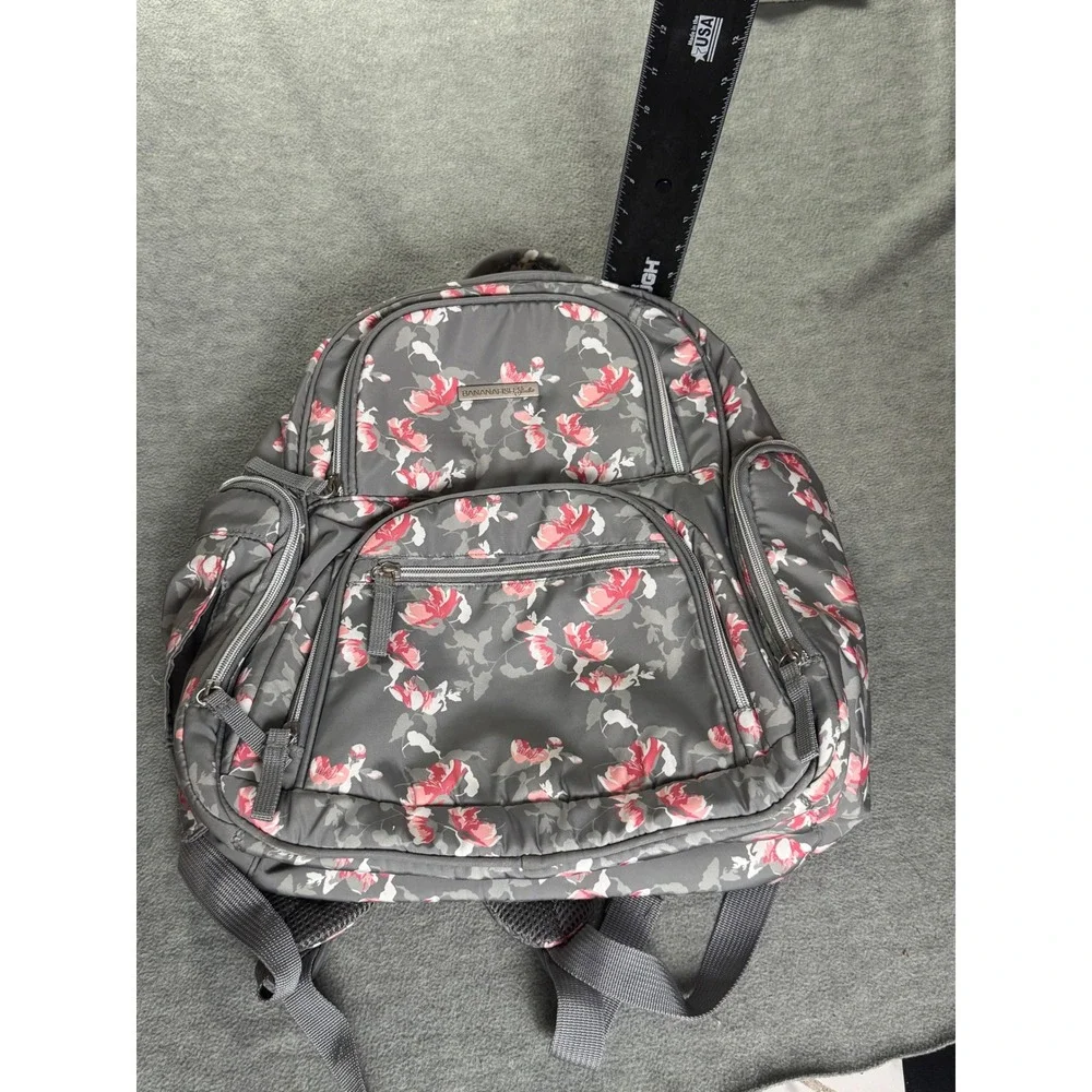 Bananafish Studio Gray Floral Diaper Bag Backpack Insulated Pocket RN 121332